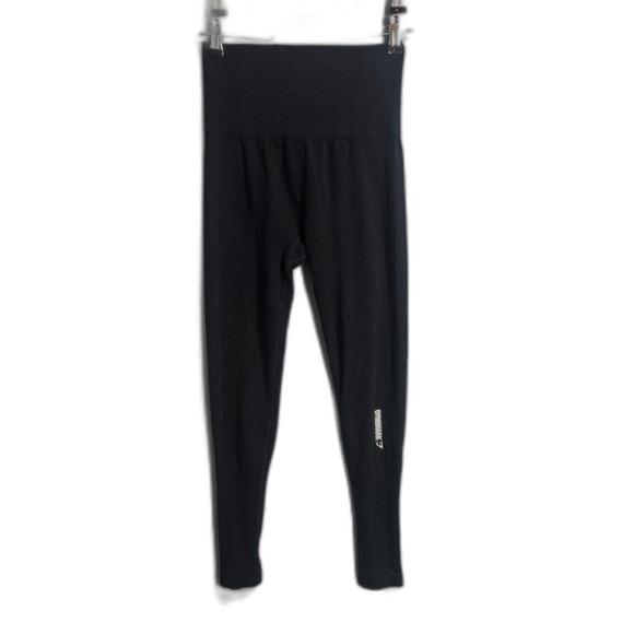 GYMSHARK Leggings Ribbed Small Black Full Legnth Light Compression - Picture 1 of 5
